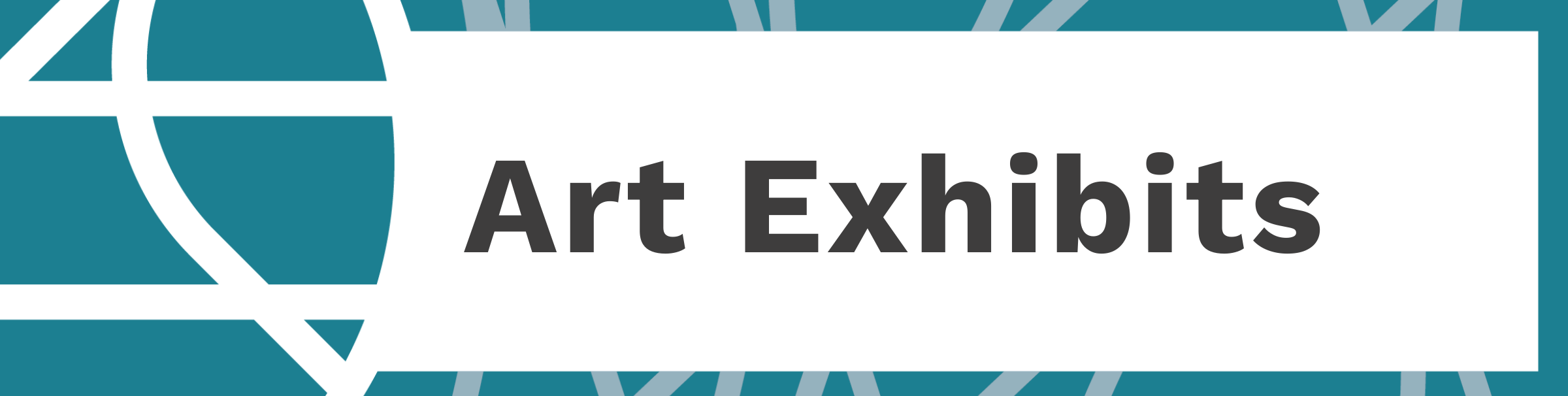 Library logo frame in teal with text "Art Exhibits"