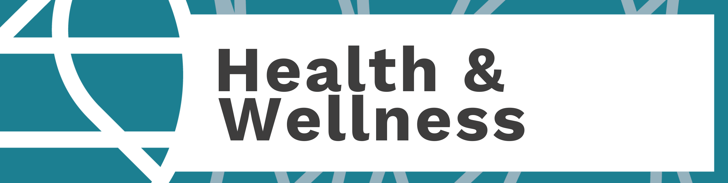 Library logo frame in teal with text "health and wellness"