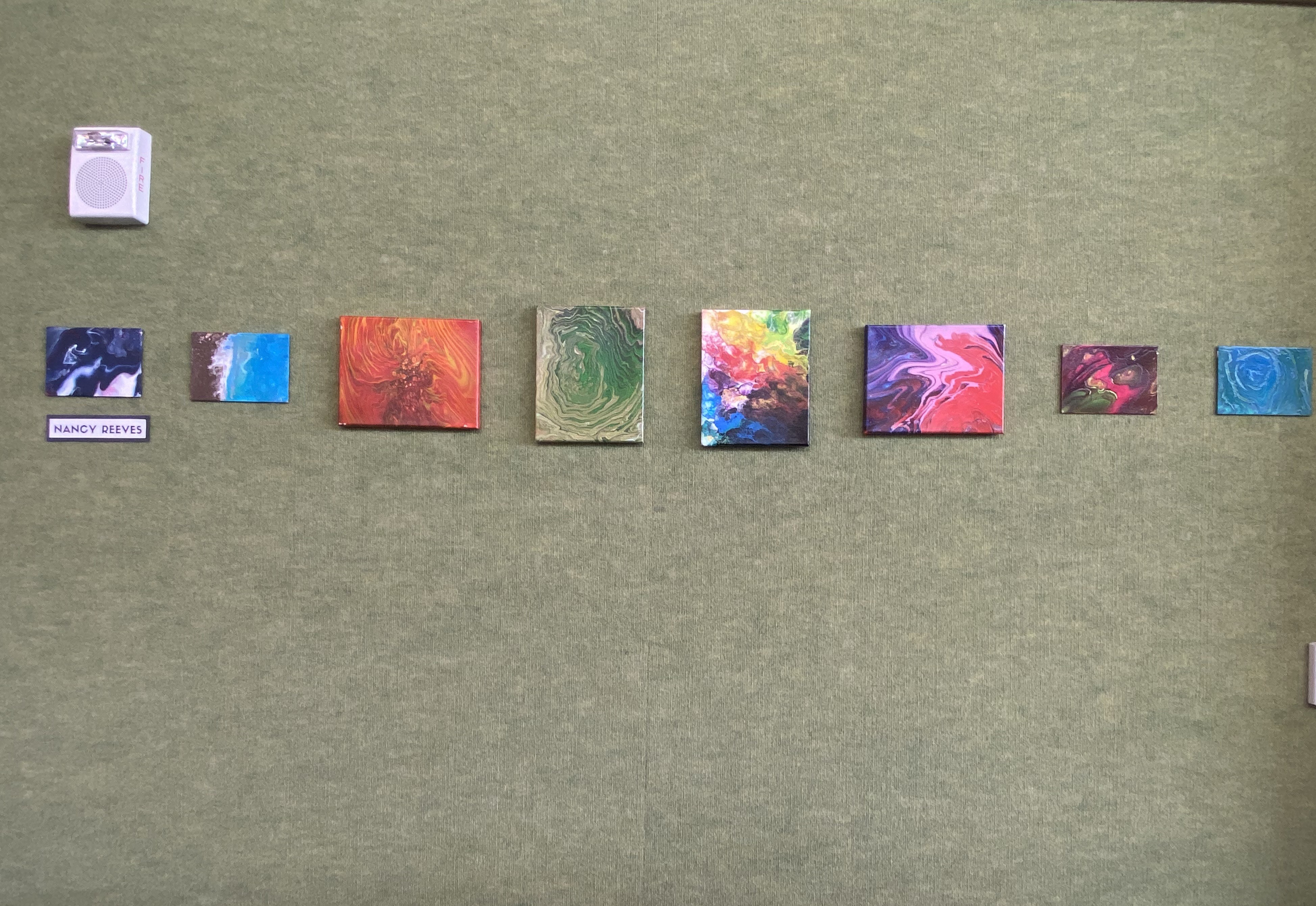 canvas art on green textured background