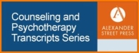 Counseling and Psychotherapy Transcripts by Alexander Street press logo blue and orange 