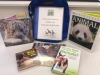 Blue backpack with books and museum pass