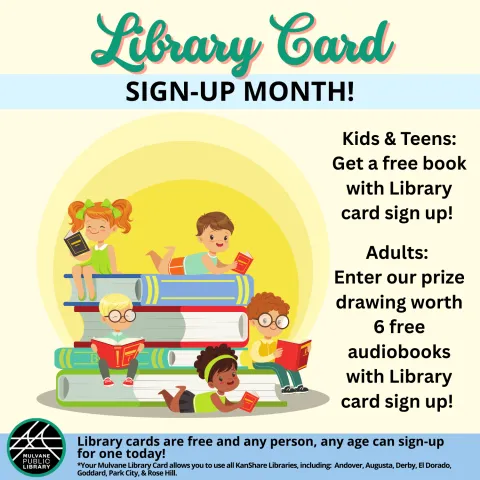 Library card sign up graphic