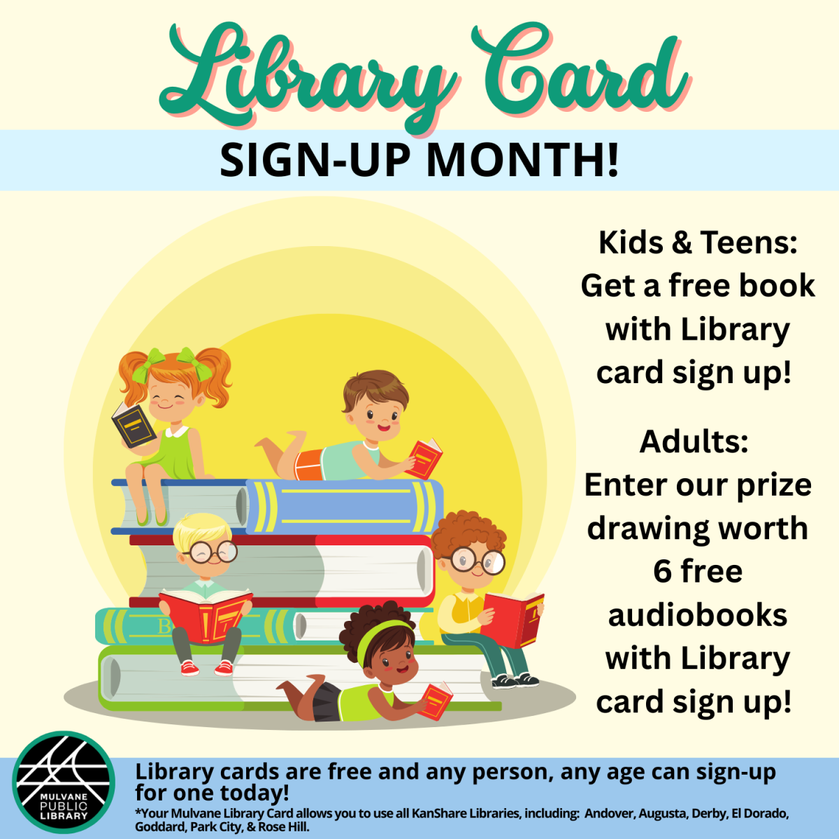 Library card sign up graphic