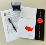beige background with Notary Public Records Book and Stamp